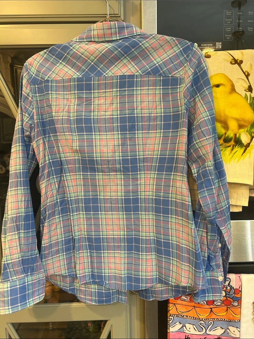 J. Crew Blue and Pink Madras Plaid Cotton Button up Shirt